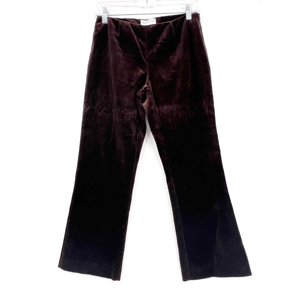 HUGO BUSCATI Collection Women's 6P Petite Brown Velvet Velour Trouser Pants USA